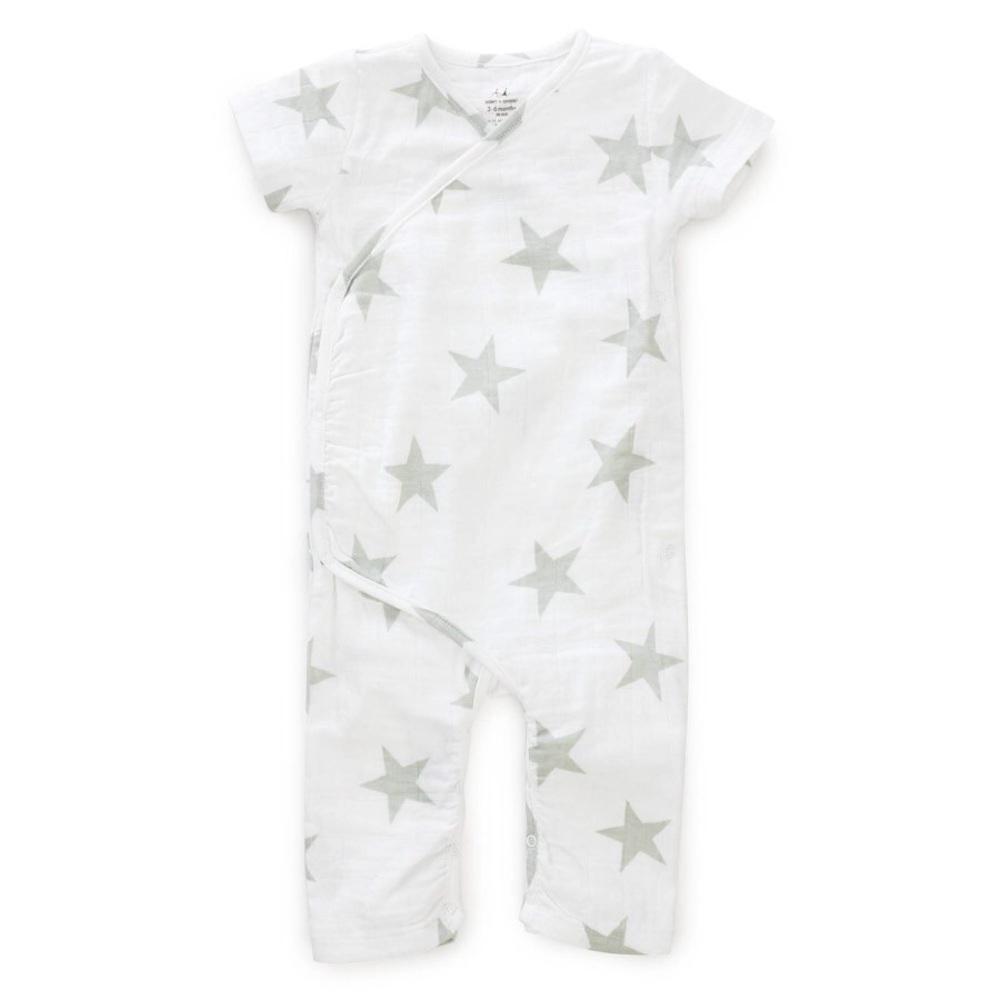 Aden + Anais grey and white star onesie